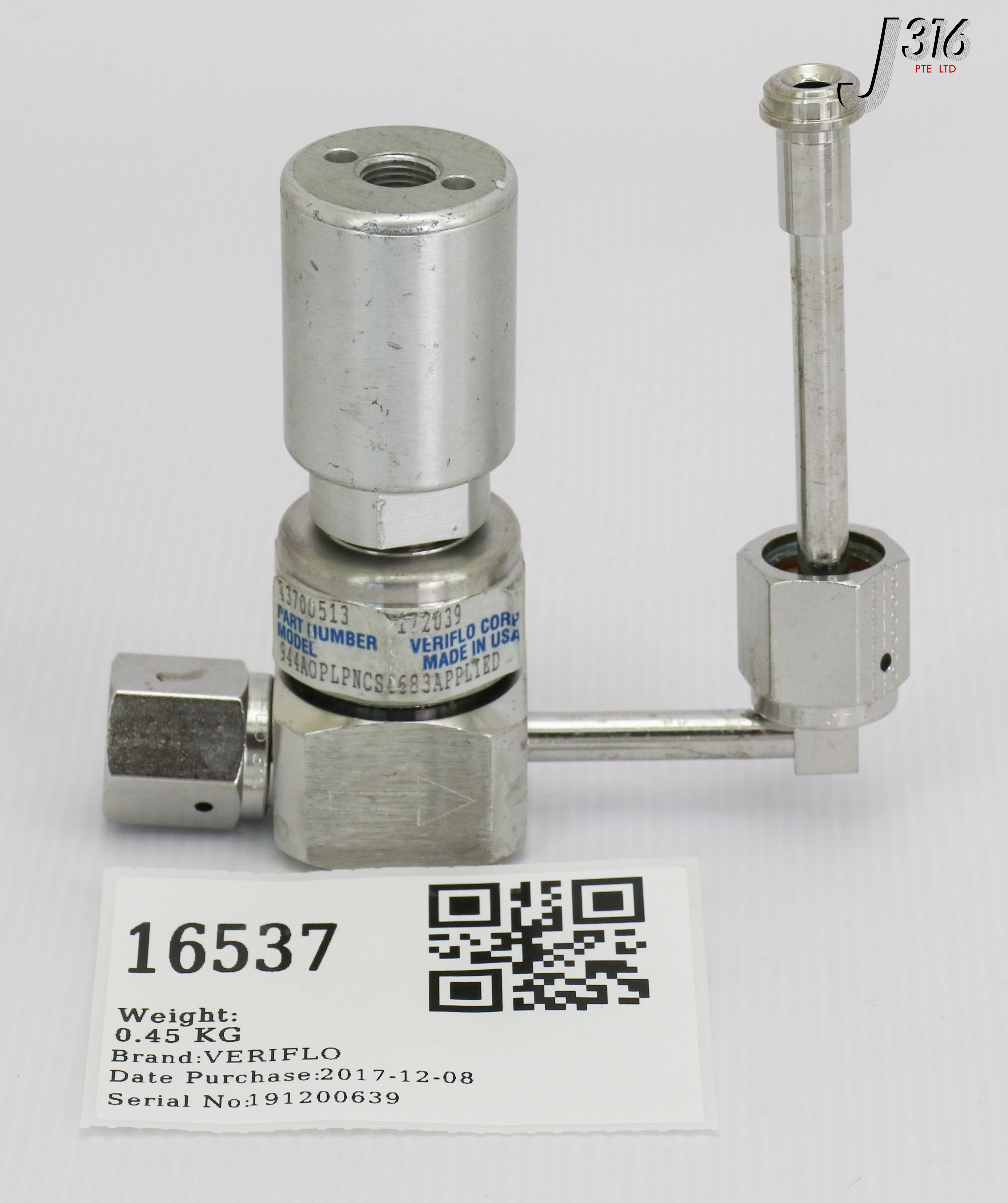 専用⑰ 16537 VERIFLO VALVE, FVCR W/ WELDMENT, P/N:43700513